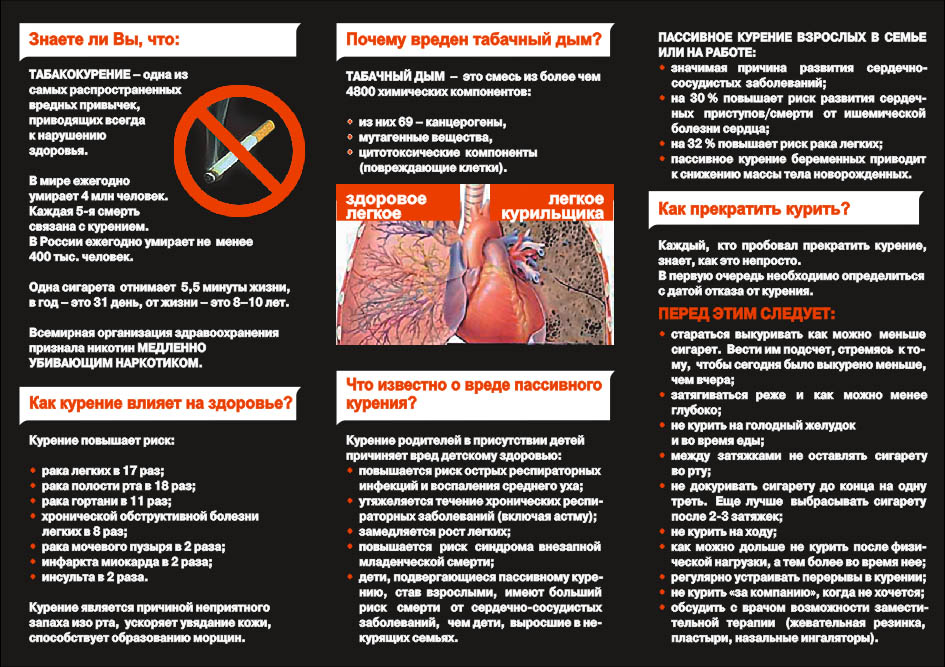 План профилактической беседы о вреде курения